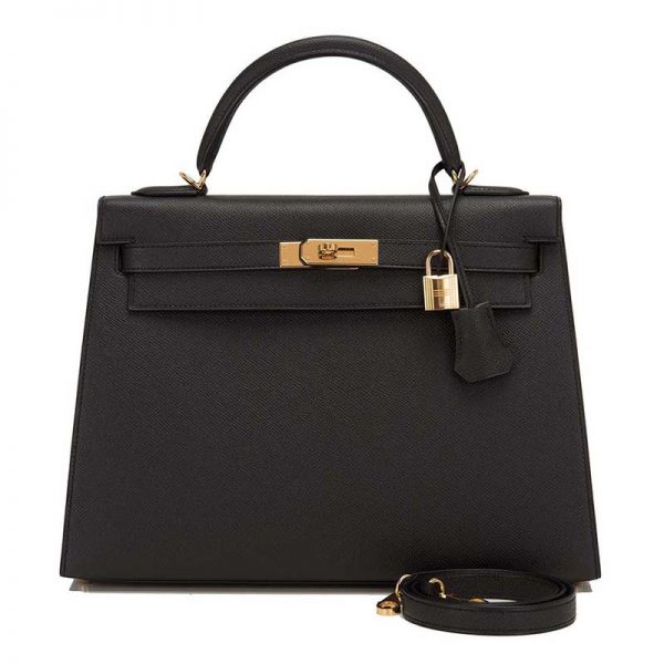 Hermes Kelly Sellier 32 Bag in Togo Leather-Black