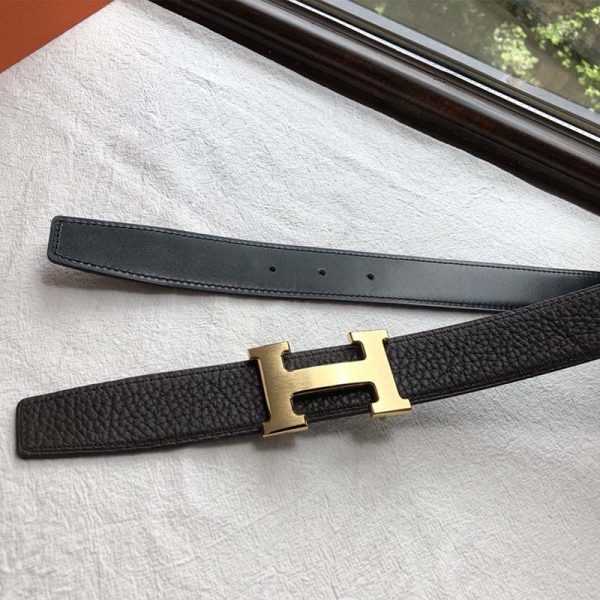 Hermes Men Quizz Belt Buckle & Reversible Leather Strap 32 mm-Gold (1)