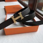 Hermes Men Quizz Belt Buckle & Reversible Leather Strap 32 mm-Gold - Image 4