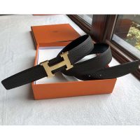 Hermes Men Quizz Belt Buckle & Reversible Leather Strap 32 mm-Gold