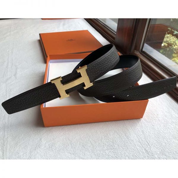 Hermes Men Quizz Belt Buckle & Reversible Leather Strap 32 mm-Gold (8)