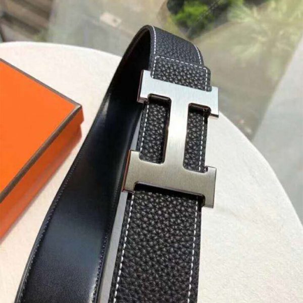 Hermes Men Quizz Belt Buckle & Reversible Leather Strap 32 mm-Silver (11)