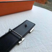Hermes Men Quizz Belt Buckle & Reversible Leather Strap 32 mm-Silver