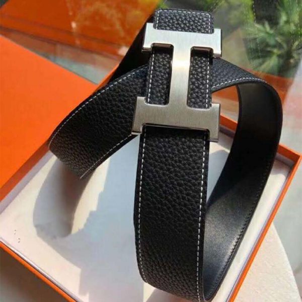 Hermes Men Quizz Belt Buckle & Reversible Leather Strap 32 mm-Silver (7)