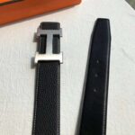 Hermes Men Quizz Belt Buckle & Reversible Leather Strap 32 mm-Silver - Image 4