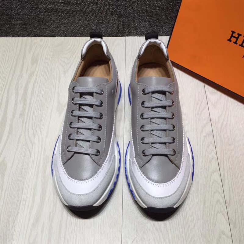 Hermes Men Rapid Sneaker Shoes White Sole-Grey - LULUX