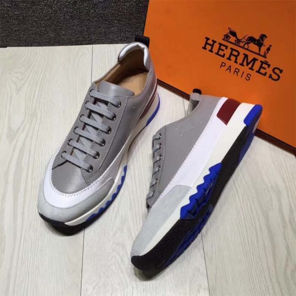 Hermes Men Rapid Sneaker Shoes White Sole-Grey (2)