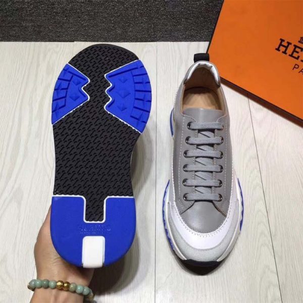 Hermes Men Rapid Sneaker Shoes White Sole-Grey (4)