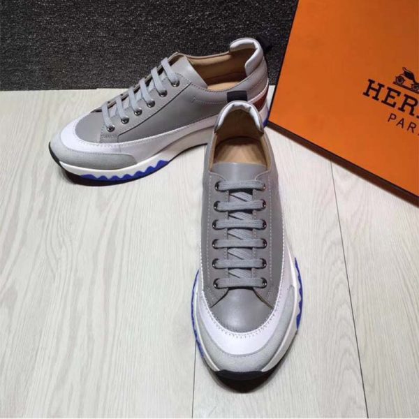 Hermes Men Rapid Sneaker Shoes White Sole-Grey (6)
