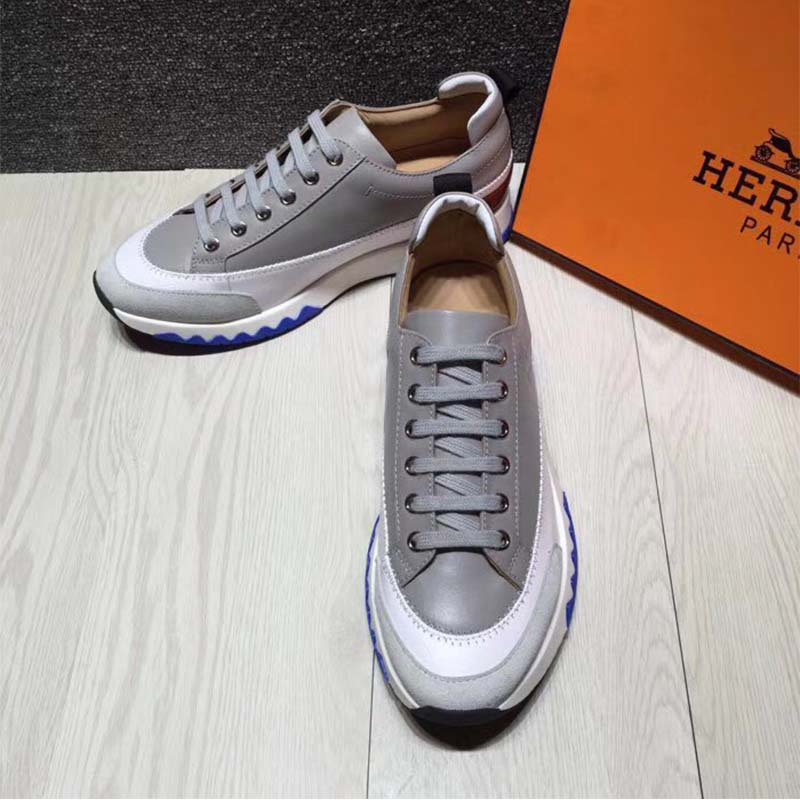 Hermes Men Rapid Sneaker Shoes White Sole-Grey - LULUX