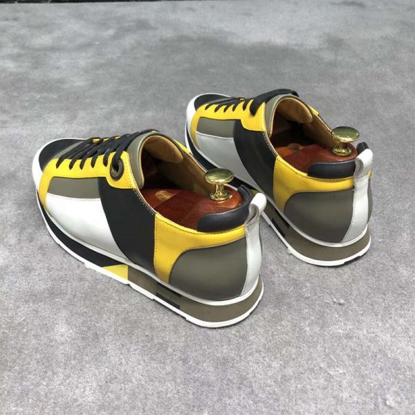 Hermes Men Rebus Sneaker Shoes Black Yellow and Khaki Insert (1)