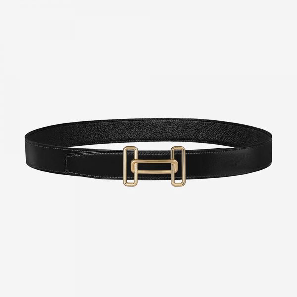 Hermes Men Rythme Belt Buckle & Reversible Leather Strap 32 mm-Gold