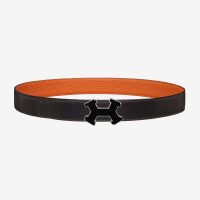 Hermes Men Street H Belt Buckle & Reversible Leather Strap 32 mm-Orange