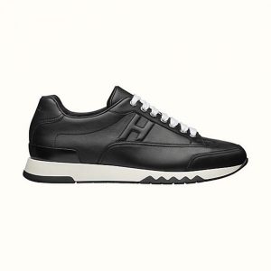 Hermes Men Trail Sneaker in Calfskin-Black