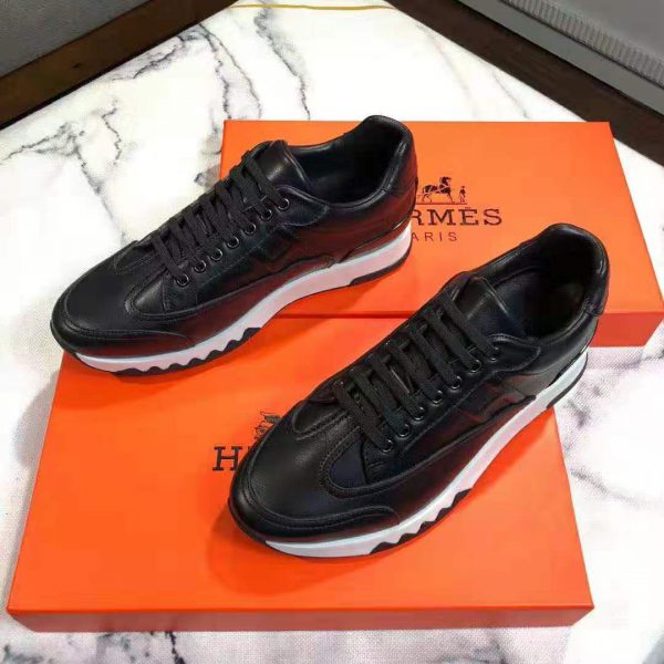 Hermes Men Trail Sneaker in Calfskin-Black - LULUX