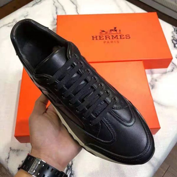 Hermes Men Trail Sneaker in Calfskin-Black (9)
