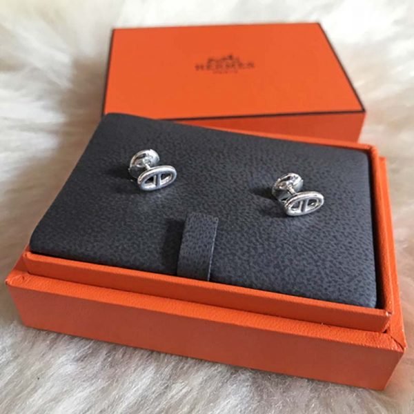 Hermes Women Chaine D’Ancre Earrings Very Small Model Jewelry Silver (5)