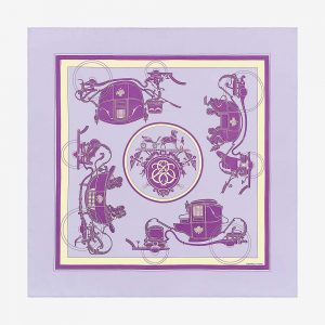 Hermes Women Ex-Libris Scarf 90-Purple