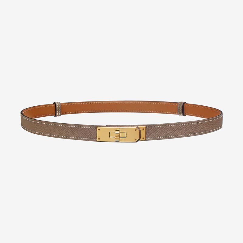 Hermes Women Kelly Belt in Calfskin Leather-Gold