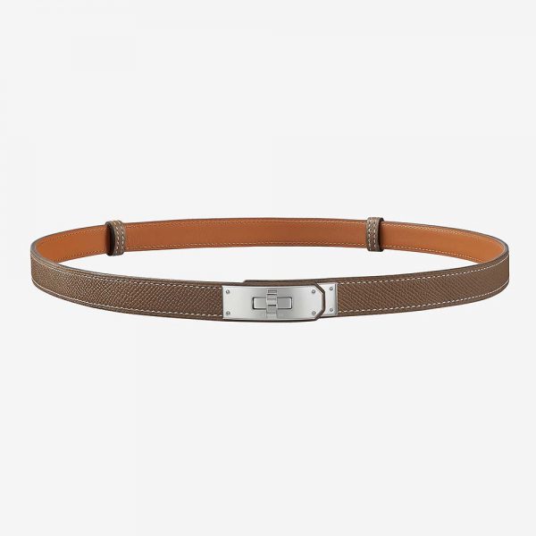 Hermes Women Kelly Belt in Calfskin Leather-Silver