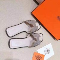 Hermes Women Oran Sandal Hermes Sandal Metallic Nappa Leather Cristal Powder