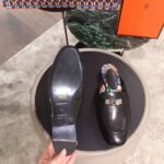 Hermes Women Oz Mule Goatskin "Brides De Gala Shadow"-Black – Bild 9