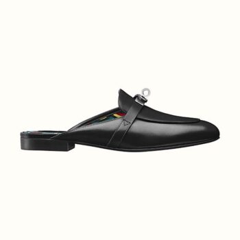 Mule Hermès Oz en cuir de chèvre « Brides de Gala Shadow » - Noir