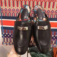 Hermes Women Oz Mule Goatskin “Brides De Gala Shadow”-Black