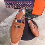 Hermes Women Oz Mule Goatskin "Brides De Gala Shadow"-Brown - immagine 5