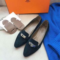 Hermes Women Pegase Ballerina in Calfskin-Navy