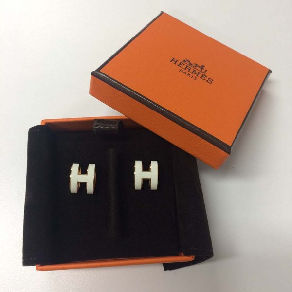 Hermes Women Pop H Earrings Jewelry White (3)