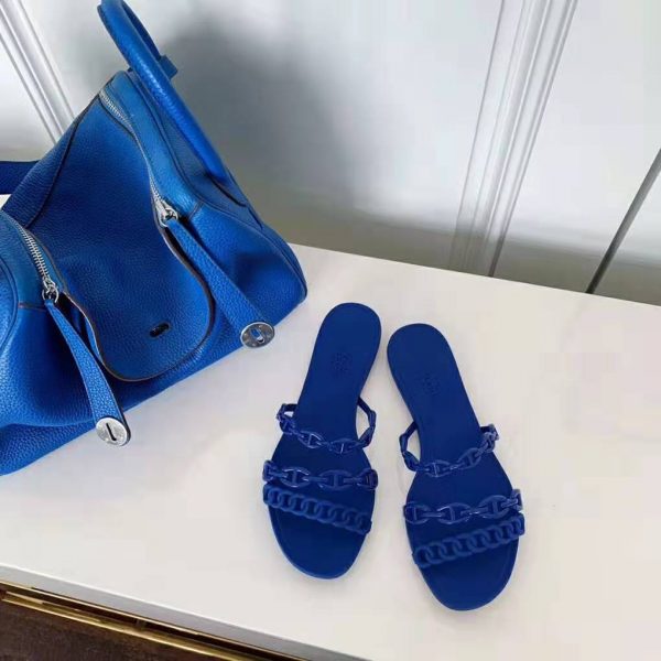 Hermes Women Rivage Sandal Summer TPU Sole-Blue (2)