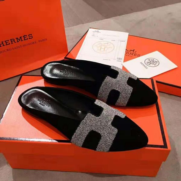 Hermes Women Roxane Mule Shoes Black (14)