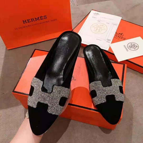 Hermes Women Roxane Mule Shoes Black (17)
