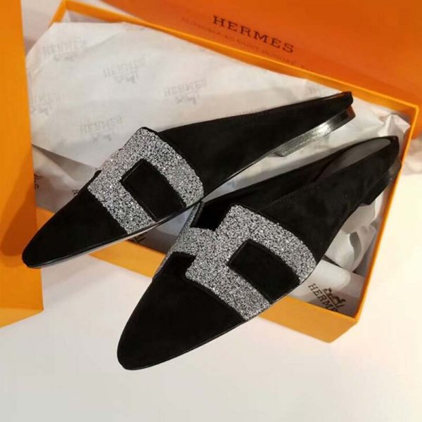 Hermes Women Roxane Mule Shoes Black (8)