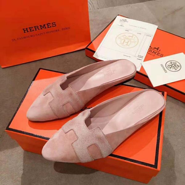 Hermes Women Roxane Mule Shoes Pink (1)