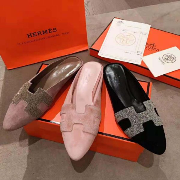Hermes Women Roxane Mule Shoes Pink (2)