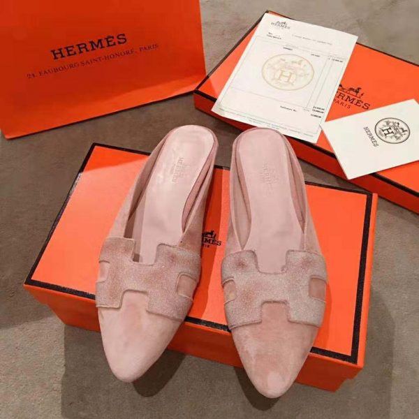 Hermes Women Roxane Mule Shoes Pink (3)