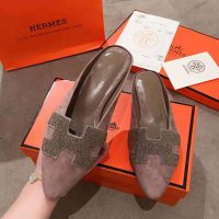 Hermes Women Roxane Mule Shoes Rose