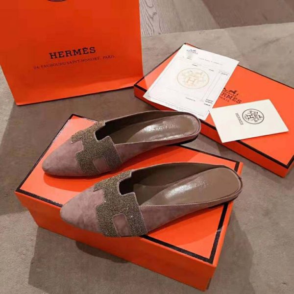 Hermes Women Roxane Mule Shoes Rose (8)