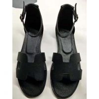 Hermes Women Santorini Sandal in Epsom Calfskin-Black