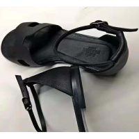 Hermes Women Santorini Sandal in Epsom Calfskin-Black