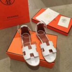 Hermes Women Santorini Sandal in Epsom Calfskin-White - Bild 4