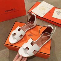 Hermes Women Santorini Sandal in Epsom Calfskin-White