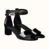 Hermes Women Shoes Manege Sandal 5.1 cm Heel-Black