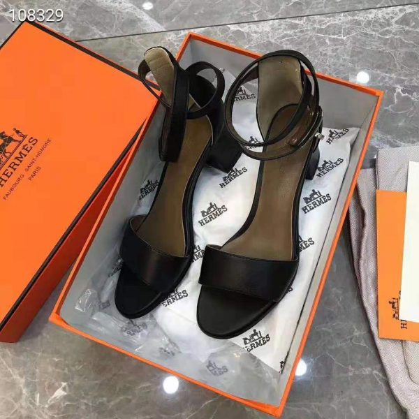 Hermes Women Shoes Manege Sandal 5.1 cm Heel-Black (3)