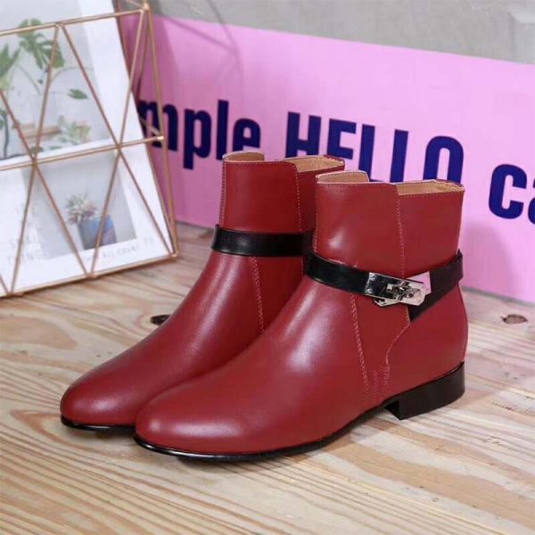 Hermes Women Shoes Neo Ankle Boot-Maroon (1)
