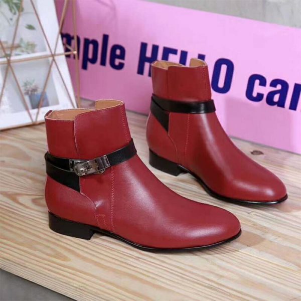 Hermes Women Shoes Neo Ankle Boot-Maroon (2)