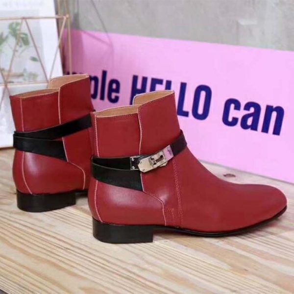 Hermes Women Shoes Neo Ankle Boot-Maroon (5)