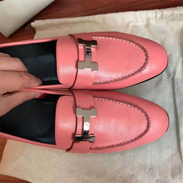 Hermes Women Shoes Paris Loafer-Pink (1)